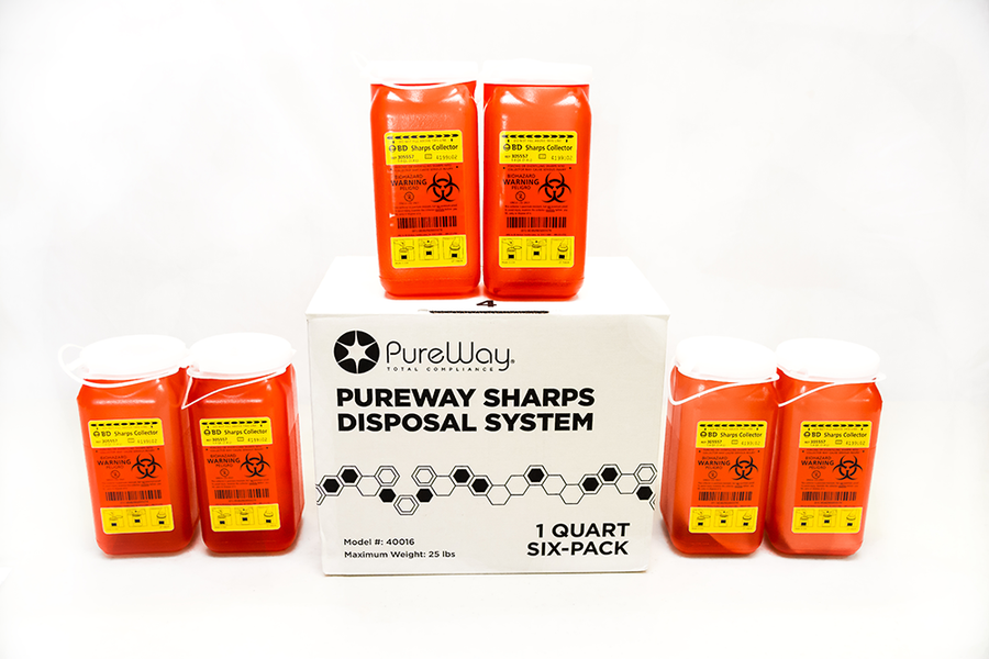 1.4 Quart 6 pack PureWay Multipack Sharps Disposal By Mail System